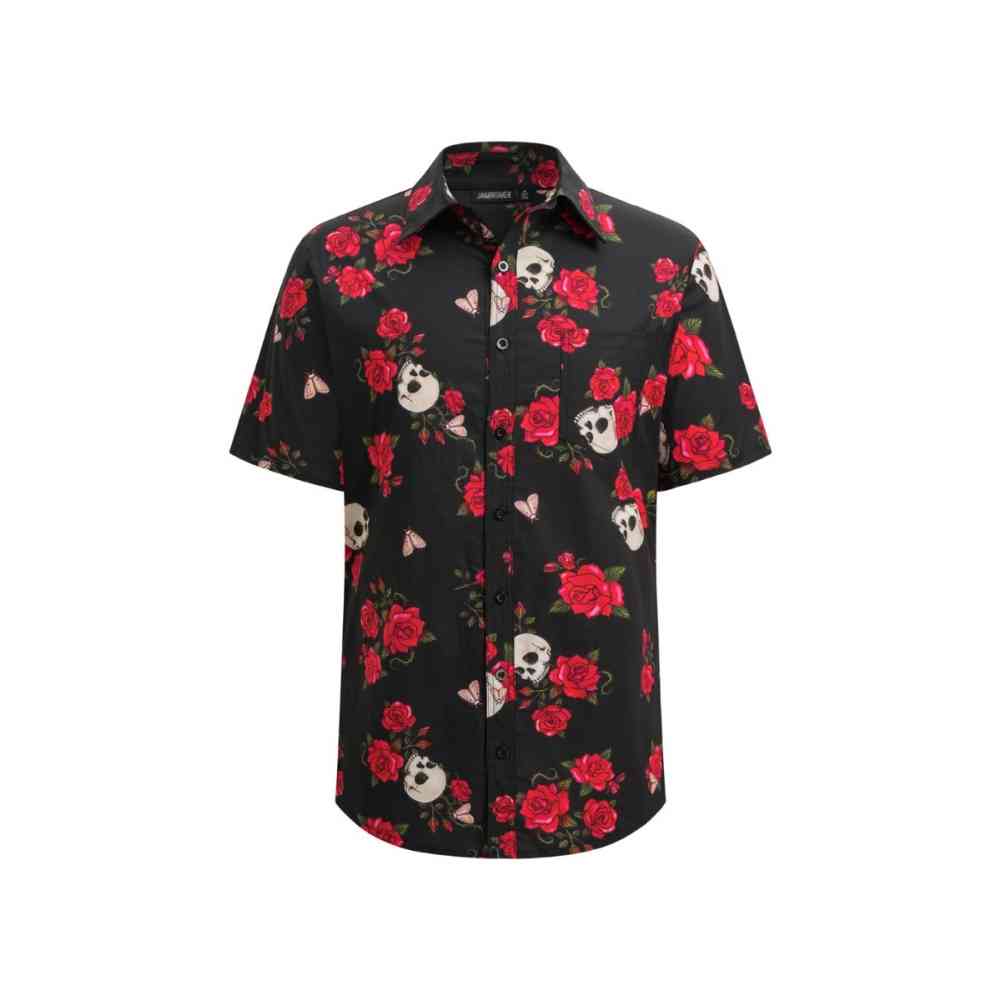 Jawbreaker - Skull And Rose Print Shirt Overhemd - Zwart